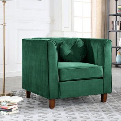Berton 31.9" Wide Tufted Velvet Armchair by Mercer41