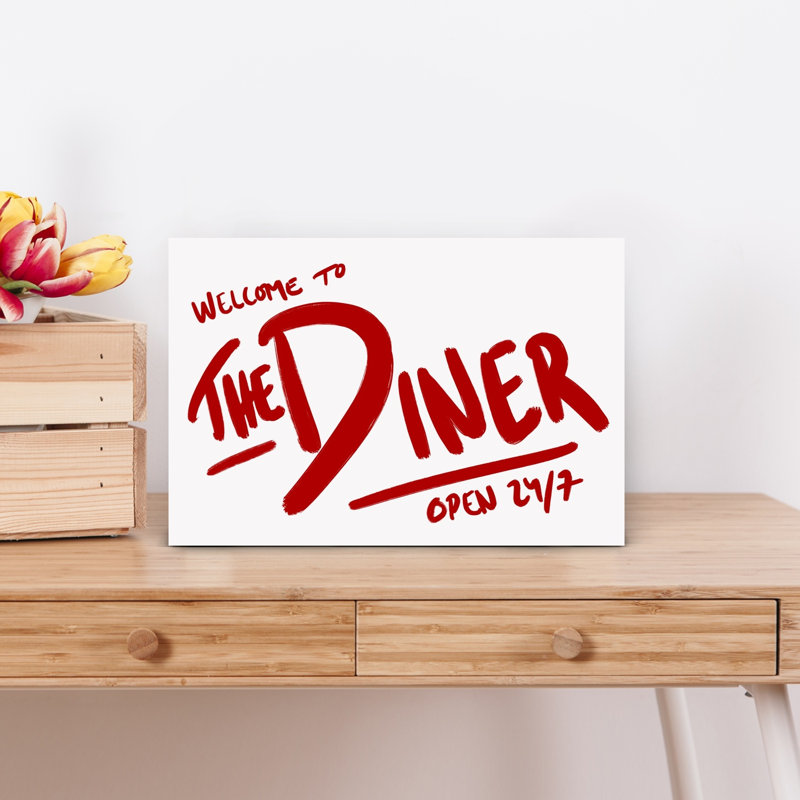 «Retro Diner Sign», impression rétro classique audacieuse, 12" H x 18" W