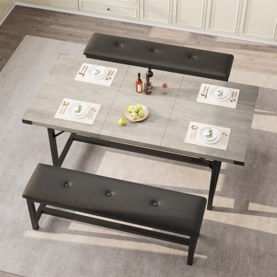63" Large Extendable Dining Room Table Set For 4-6
