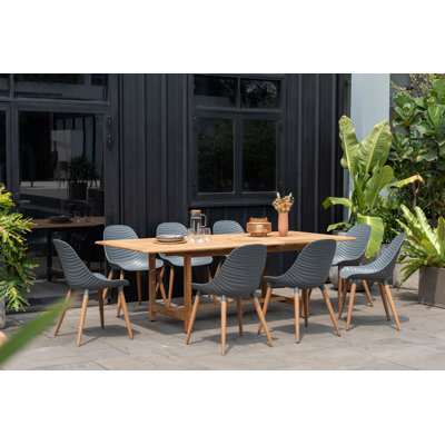 Ensemble de salle à manger d'extérieur 9 pièces 100% bois certifié FSC Anautica