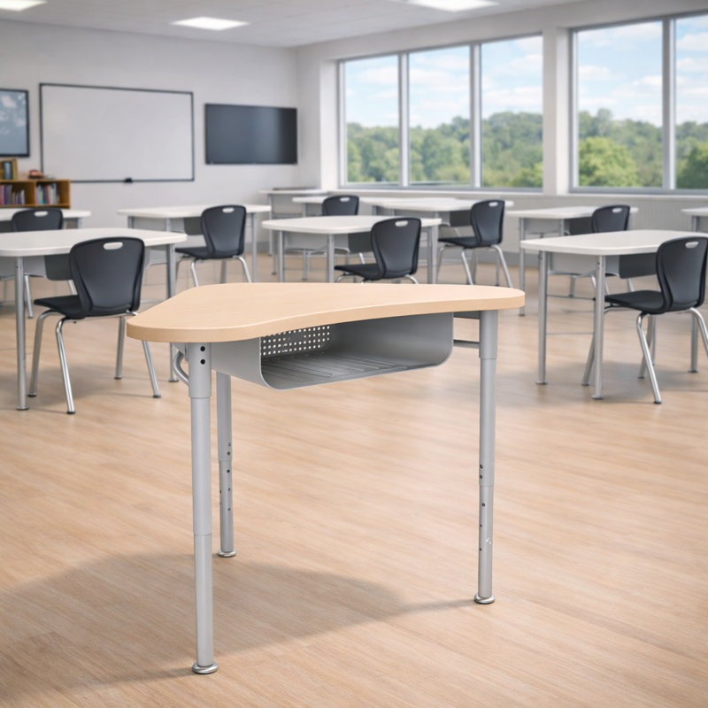 Bureau d'étudiant ouvert à hauteur ajustable Boomerang, Bois