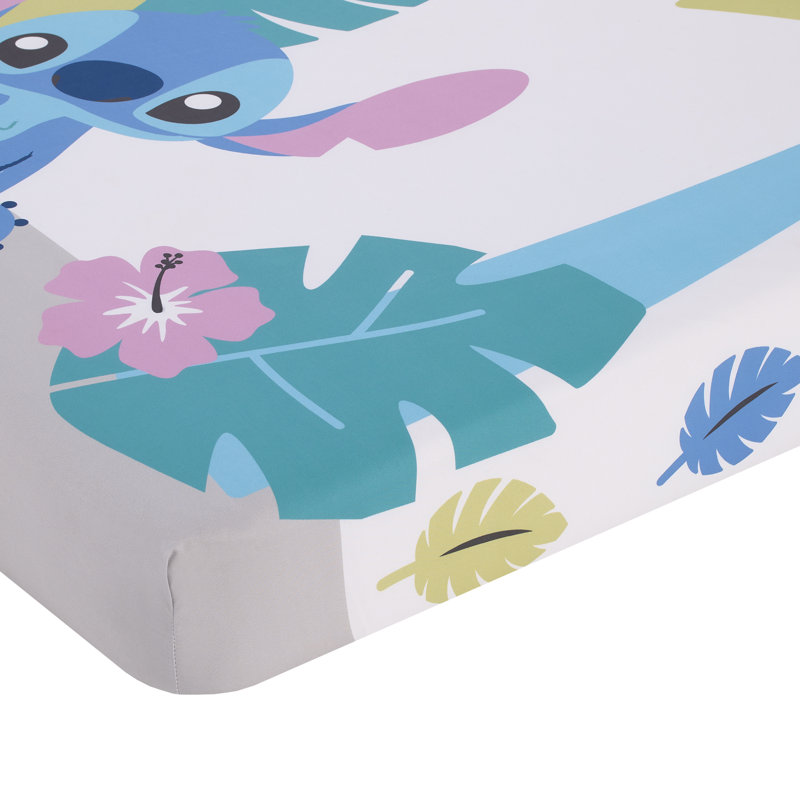 NoJo Disney Stitch Infant Bedding Blue, Teal, Lime, Lavender, and White Living the Dream Photo Op Fitted Crib Sheet