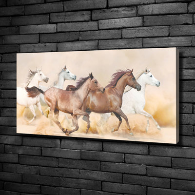 Horses In A Gallop - Wrapped Canvas Print