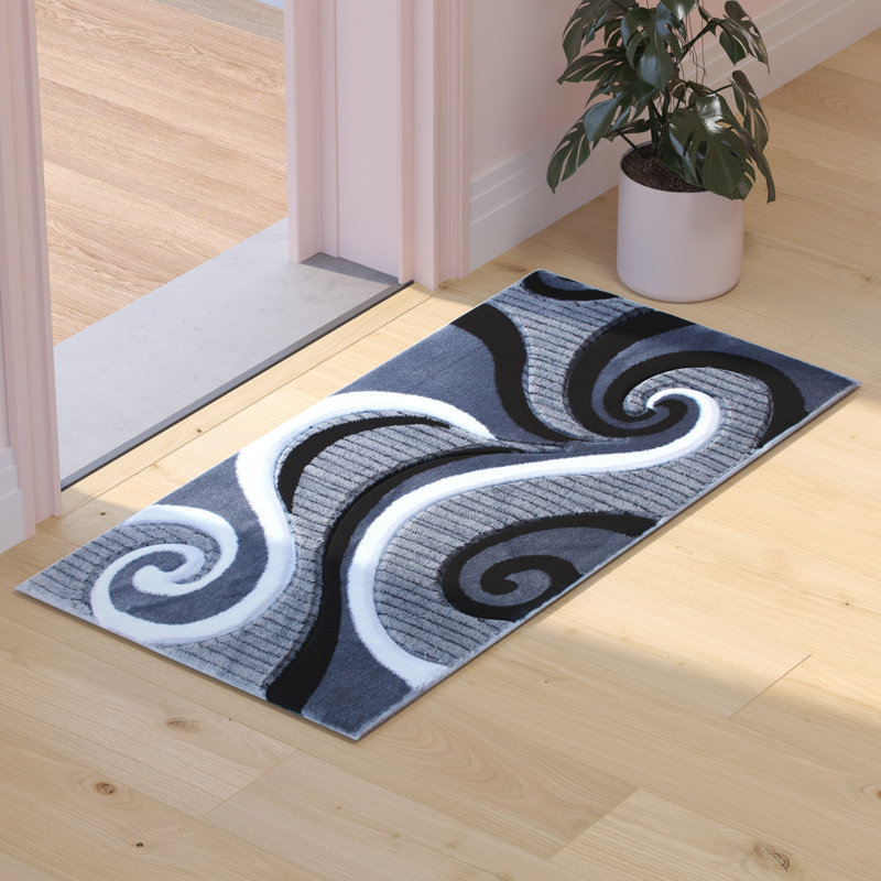 Tapis à motif abstrait tourbillon Skaghe, Rectangle 2 pi x 3 pi 4 po