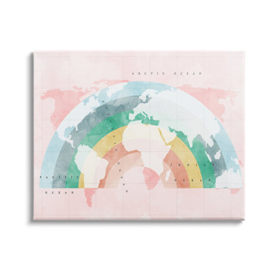 Carte du monde avec art moderne arc-en-ciel