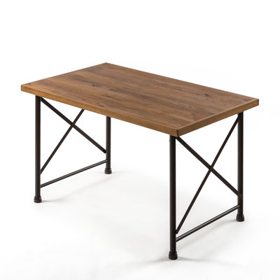 Callison Pine Solid Wood Top Metal Base Dining Table