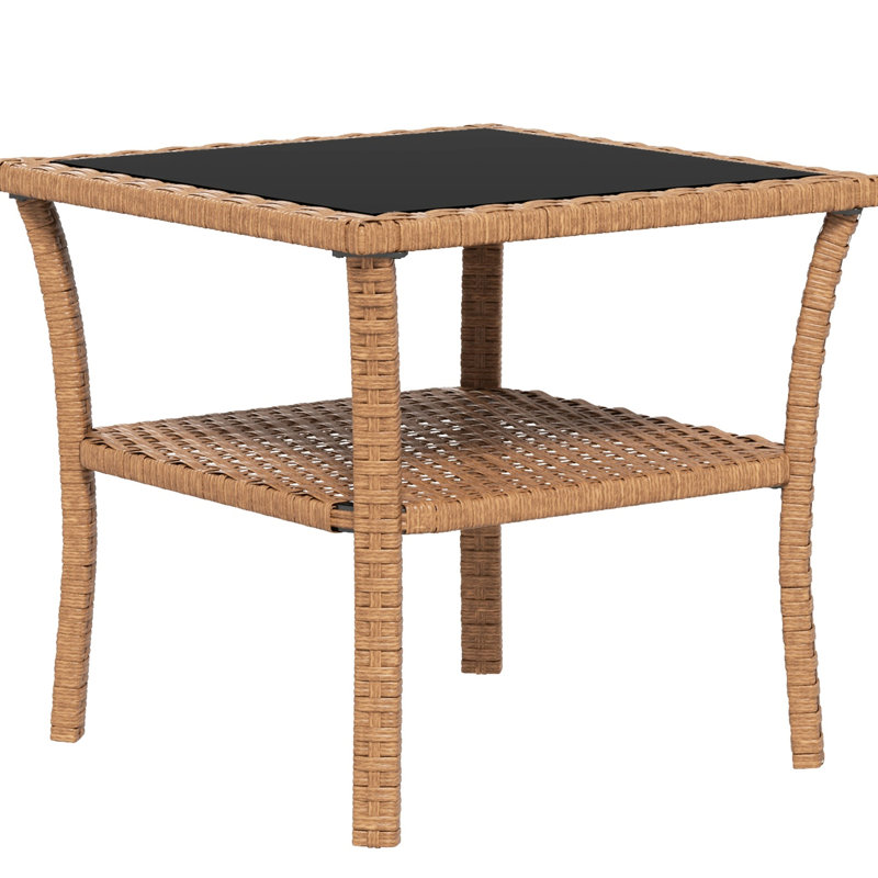 Patio Square Coffee Table With Tempered Glass And Storage Functionality Outdoor 2 Design