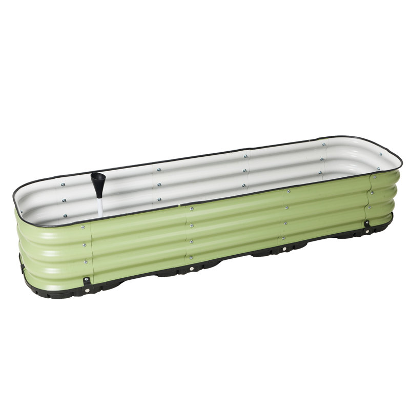  Boîte à fleurs galvanisée à arrosage automatique, H 11,2 po x l 63 po x P 16,5 po, Vert