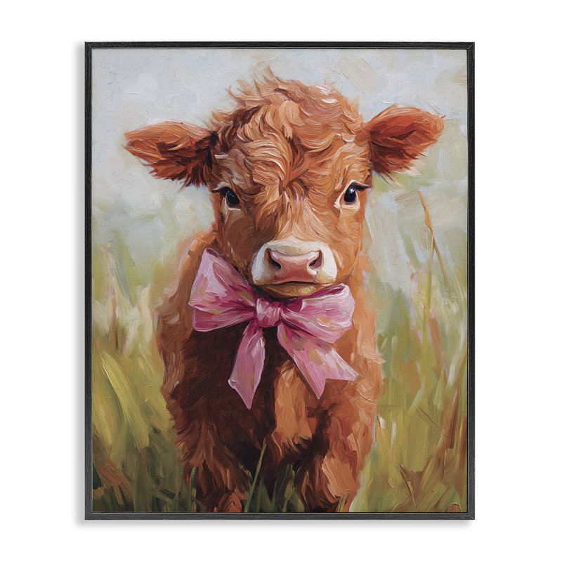 Estampe numérique Coquette Trots Cow, design par Nina Blue, H 20 po x l 16 po, Giclée encadrée noir minuit