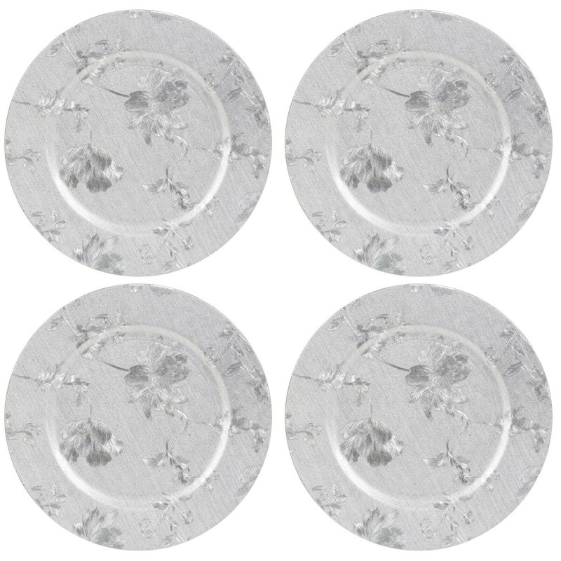 Bachisia Floral Charger, Silver