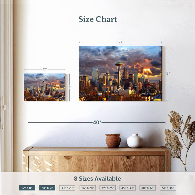 Sireci Seattle Skyline, 16" H x 24" W