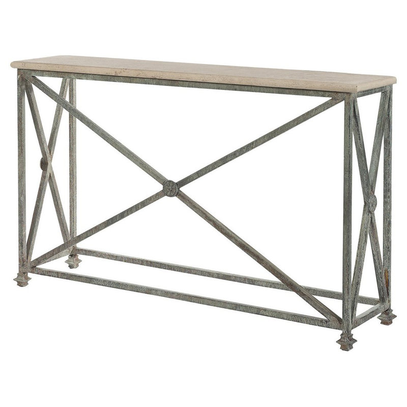 Medallion 60'' Console Table, Deep Ocean, 34"H x 45"W x 15"D, Carrera Marble