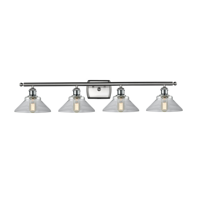 Newton St Loe 4 - Light Dimmable Vanity Light, Clear, 60 Watt Vintage Incandescent Bulb, Brushed Satin Nickel