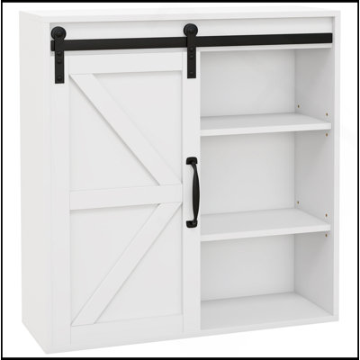 Armoire murale polyvalente avec porte de grange coulissante et tablette réglable