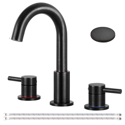 Widespread Bathroom Faucet 3 Hole, 2-handle 8 Inch Bathroom Sink Faucet with Drain Assembly