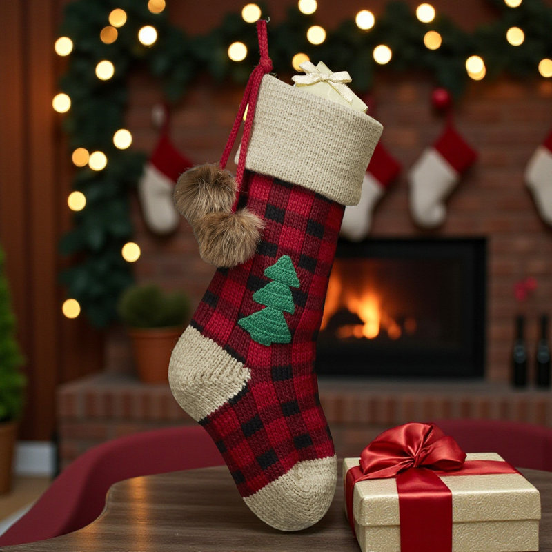 Chaussette de Noël personnalisable en tricot à carreaux géants Buffalo