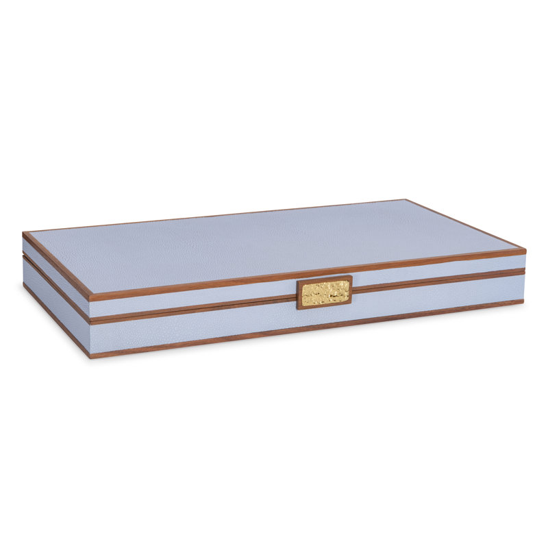 Embossed Leather Decorative Box, Light Blue