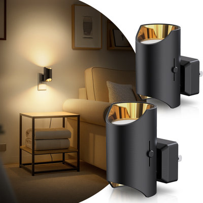 Dimmable Plug Into Wall Sconce, LED Night Light With Brass Finish