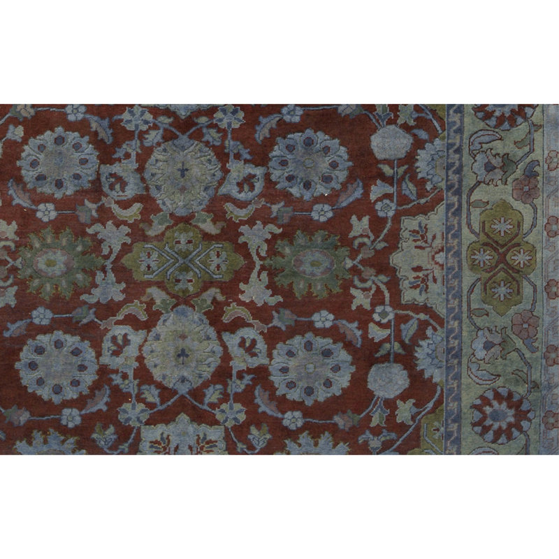 Wool Oriental Area Rug in Rust/Green/Gray