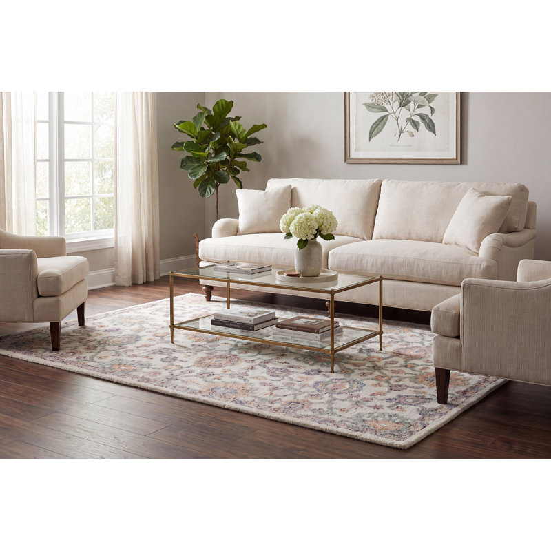Hand Tufted Wool Floral Rug, Rectangle 5' x 8'