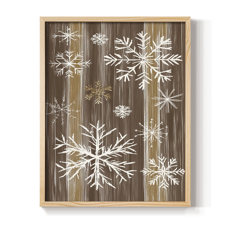 «Christmas Holiday Art», reproduction encadrée en bois massif, Naturel, H 11 po x l 9 po