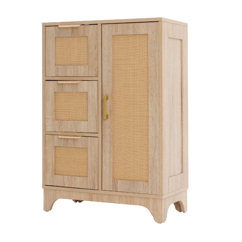 Storage Cabinet With Door & 3 Drawers, Cabinet With Adjustable Shelf For Living Room