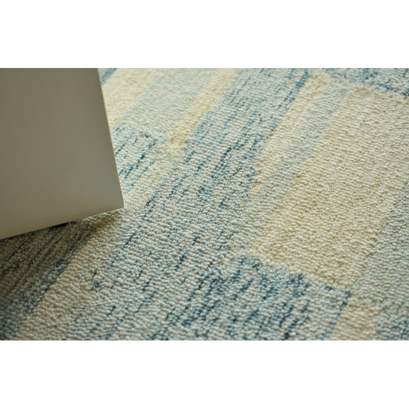 Sarezzo Hand Tufted New Zealand Wool Blue/Ivory Area Rug, 6'X9'