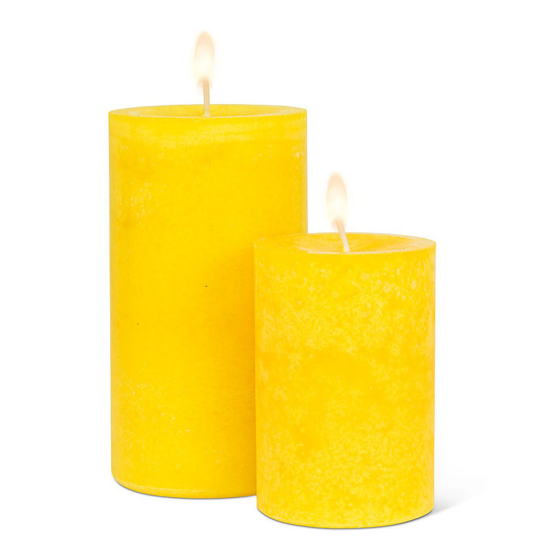 Bougie sans parfum, Jaune, H 3,5 po x l 2,5 po x P 2,5 po