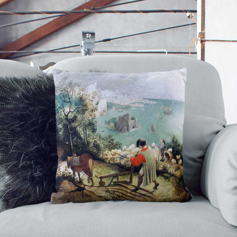 The Fall of Icarus Scatter Cushion, Black, 55cm H x 55cm W x 20cm D