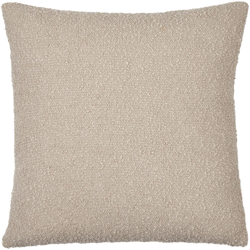 Beige Boucle Polyester 20" x 20" Throw Pillow Cover
