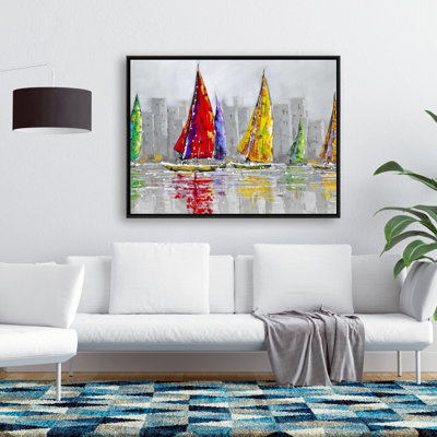 Sailboats In The Wind Print On Canvas