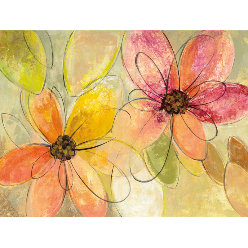 Floral néon - reproduction sur toile, H 12 po x l 16 po
