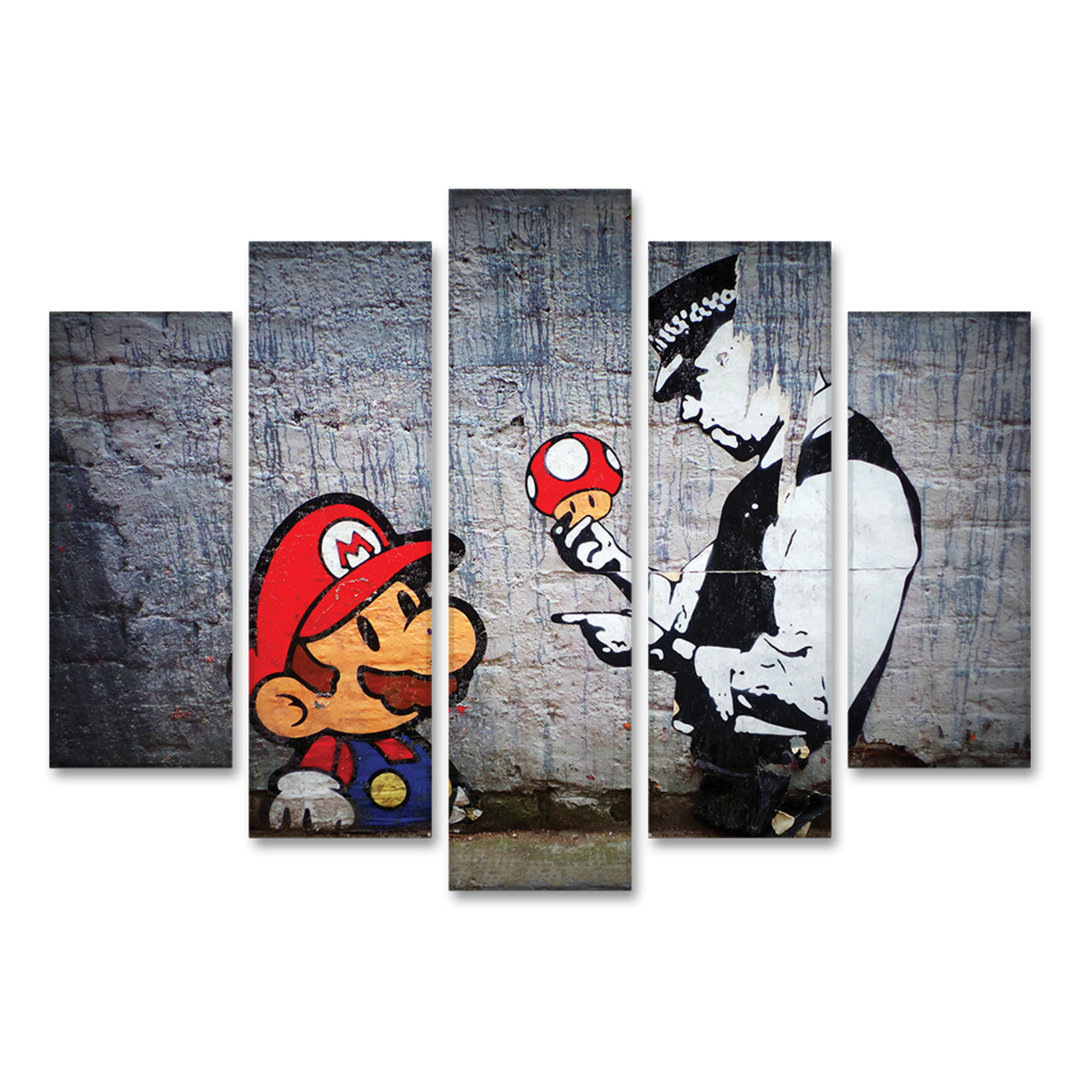 5-tlg. Kunstdruck-Set Super Mario von Banksy