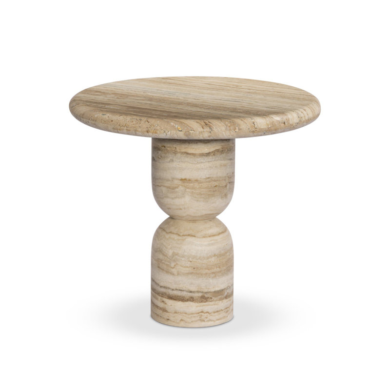 Figueroa End Table, Light Beige Travertine