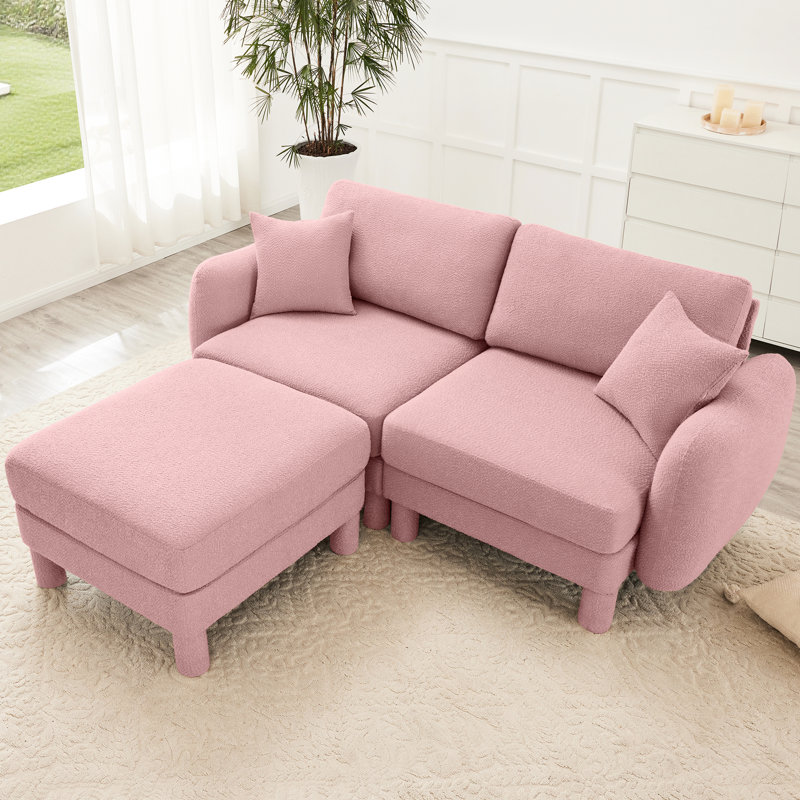 2 sièges en tissu rose avec des sièges distinctifs, de fabrication et confortables pour une détente quotidienne avec système de ressorts rembourrés