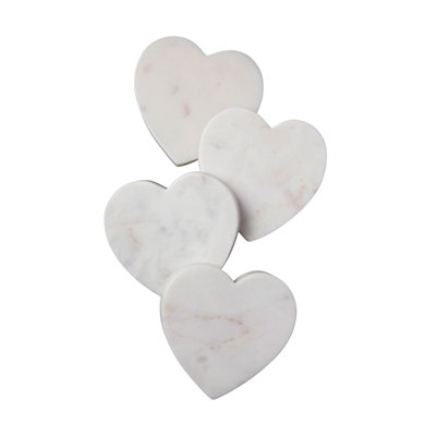Sous-verres en marbre blanc, ensemble de 4