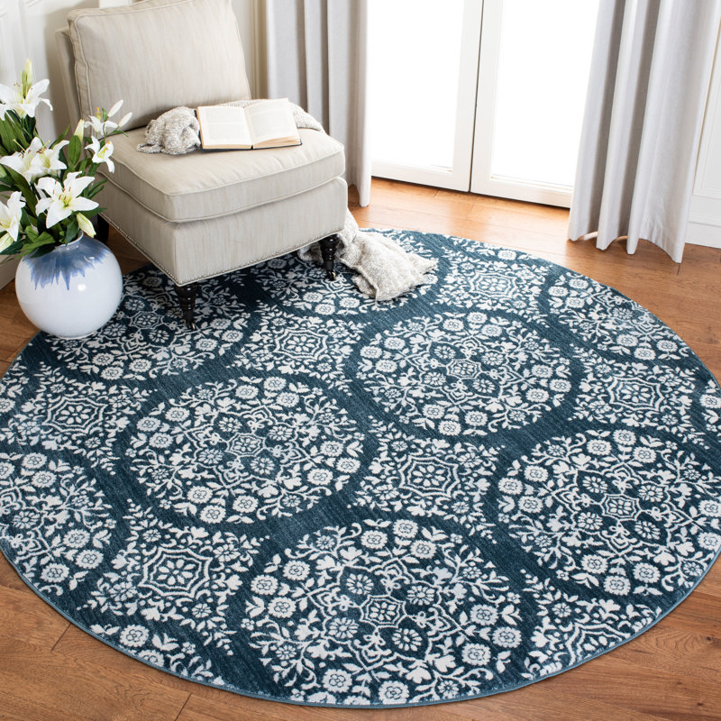 Delmer Performance Geometric Rug, Round 6'7"