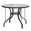 Table de patio ronde de 38 po avec trou pour parasol, table de salle à manger d'extérieur en verre trempé, cadre en métal résistant aux intempéries pour le jardin, la terrasse, la cour, noir