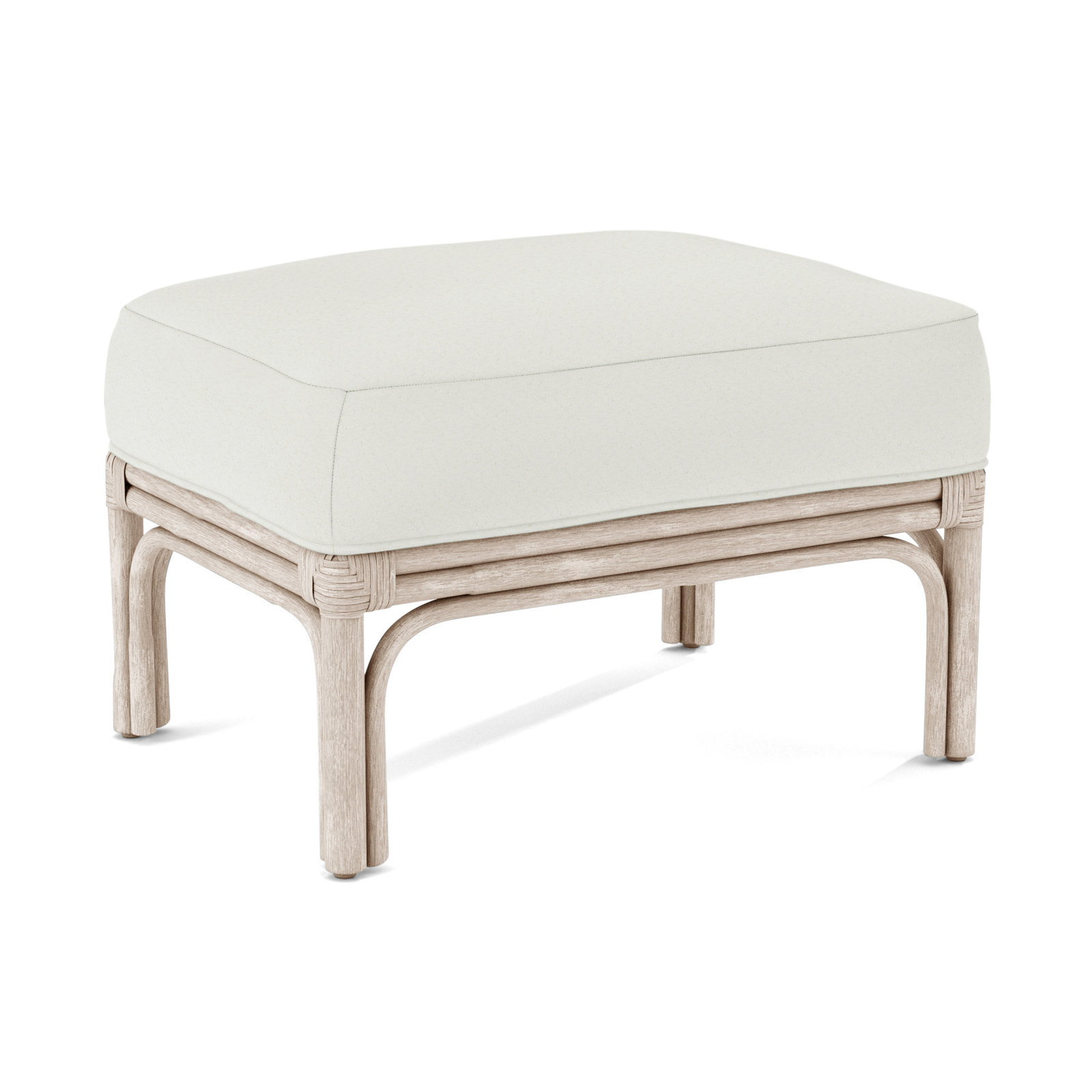 Boca Upholstered Ottoman, Bisque, White Performance Fabric; 0851-94