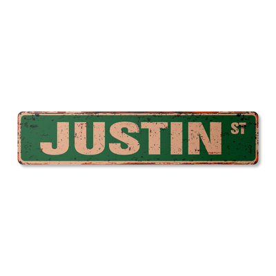 Justin Street Sign Aluminum 4" X 18"