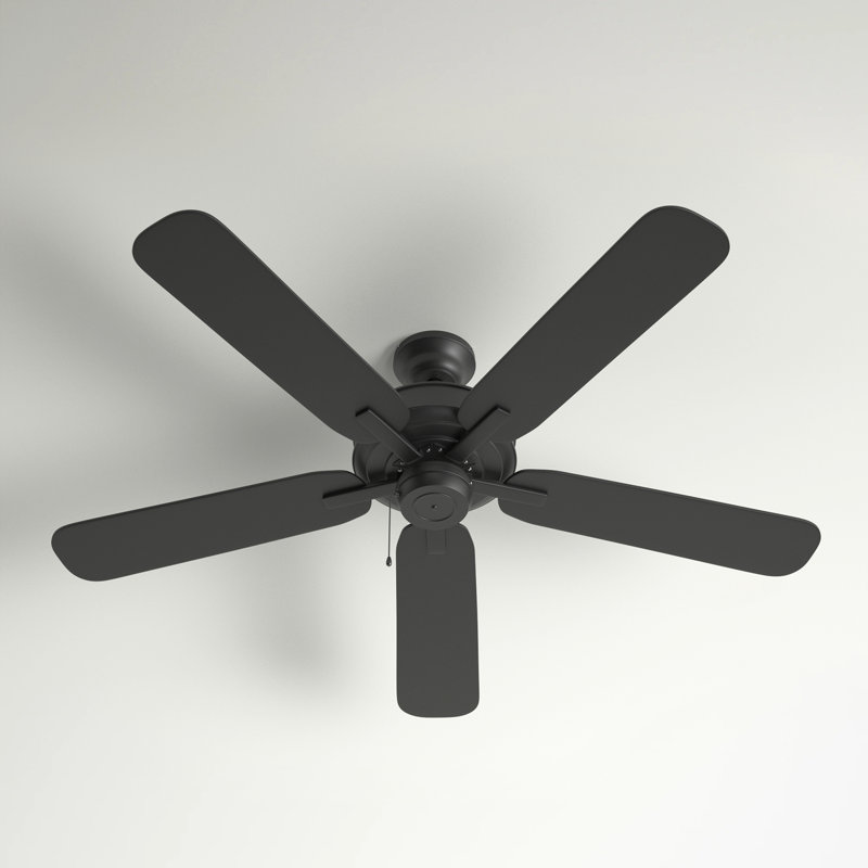 Ventilateur de plafond d'extérieur standard à 5 pales 52 po avec chaîne de traction METRO WET, Noir mat, Noir mat