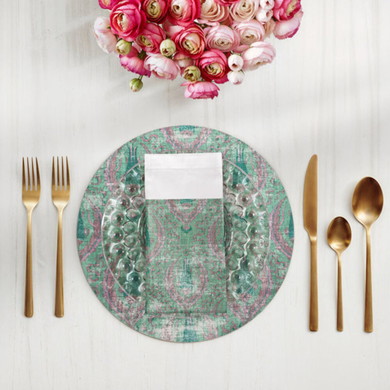 Byzantine Jewel Cotton Sateen Dinner Napkins, Green