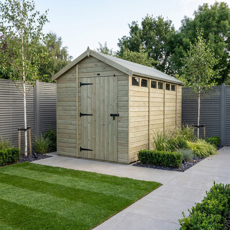 Total Sheds 7ft x 14ft Security Apex Shed - Heavy-Duty Hasp Staple Anti-Tamper - Pressure Treated Timber - UK Manufactured