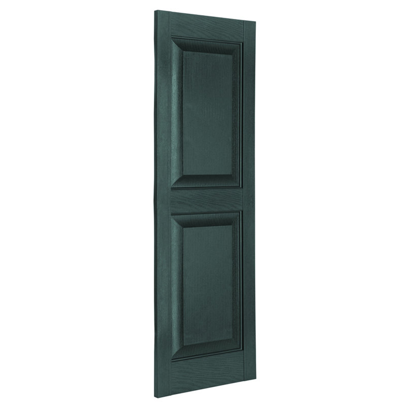 Heritage Green Polypropylene Raised Panel Exterior Shutters, 15'' x 55''