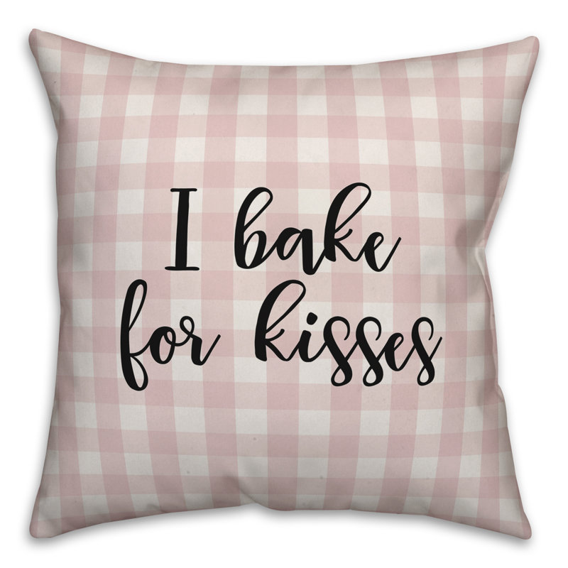  Coussin décoratif I Bake for Kisses, Rose / Noir, Coussin décoratif