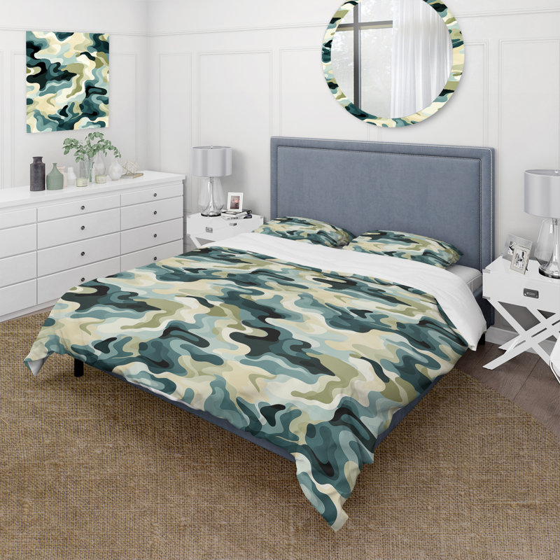Ensemble de housse de couette rétro Camo Nostalgia II - Camouflage, Housse de couette simple + 1 taie décorative stan