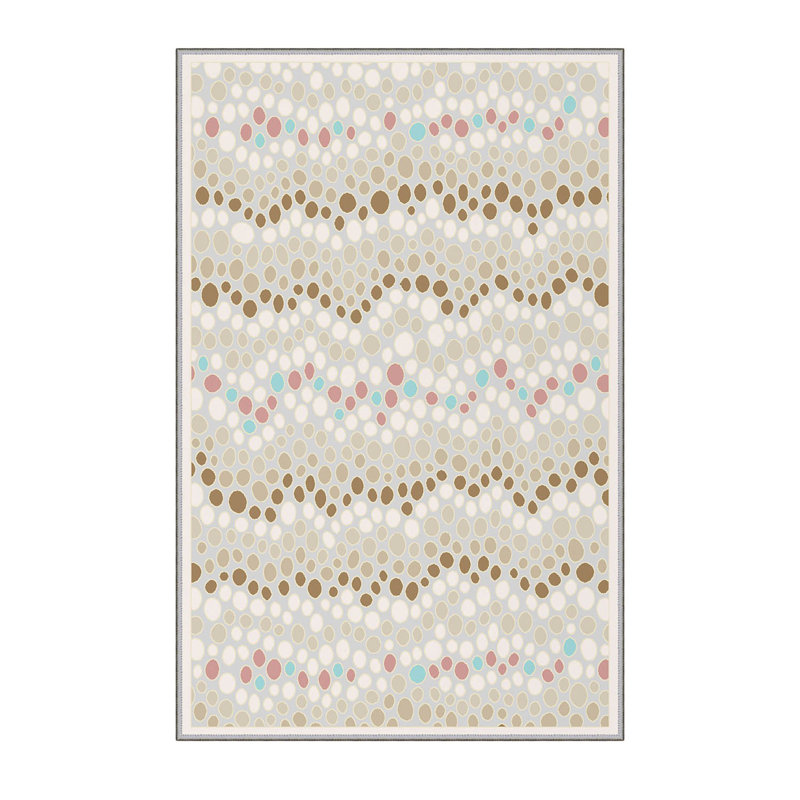Tapis brun / ivoire en polyester tissé à la machine Davine, Rectangle 2 pi 7 po x 3 pi 11 po