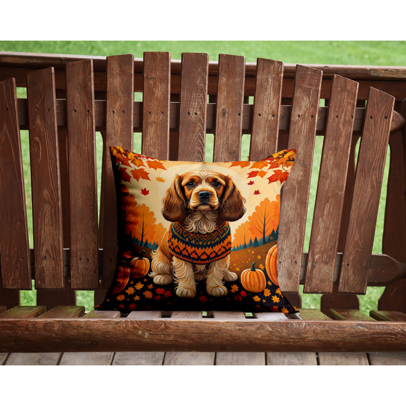 Cocker Spaniel Fall Fabric Decorative Pillow, 14 po x 14 po