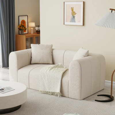 65" Curved Chenille Loveseat with Two Pillows