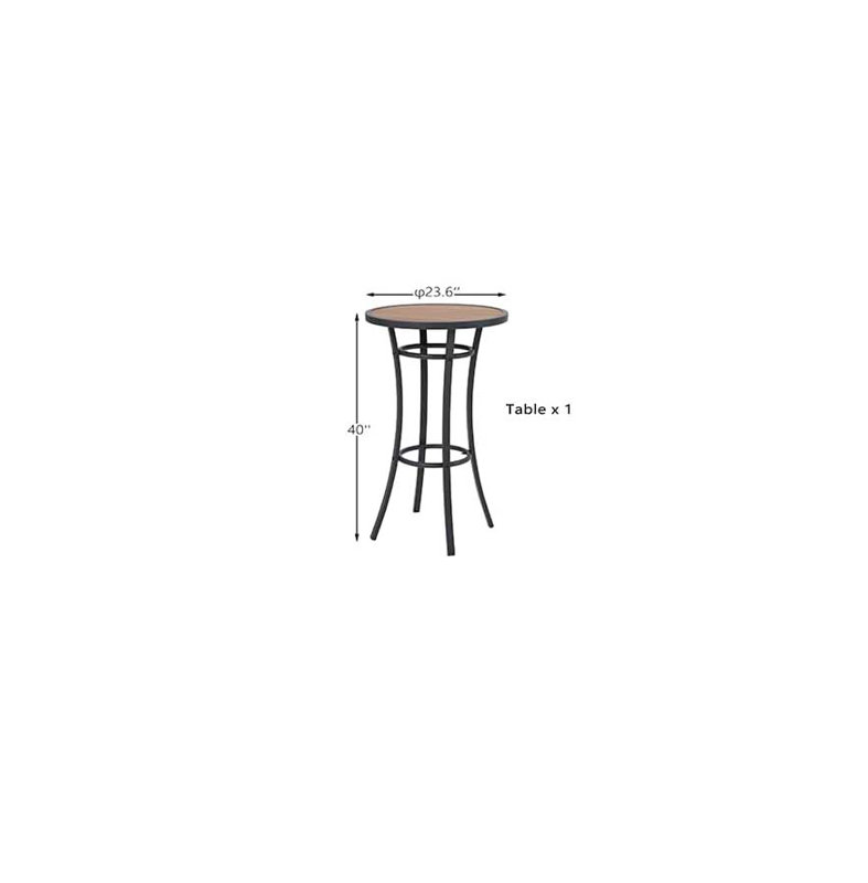 Outdoor Bar Height Bistro Table, 40-Inch Patio Bar Table Bistro Dining Table Pub Table With Wooden-Like Table Top & Metal Frame